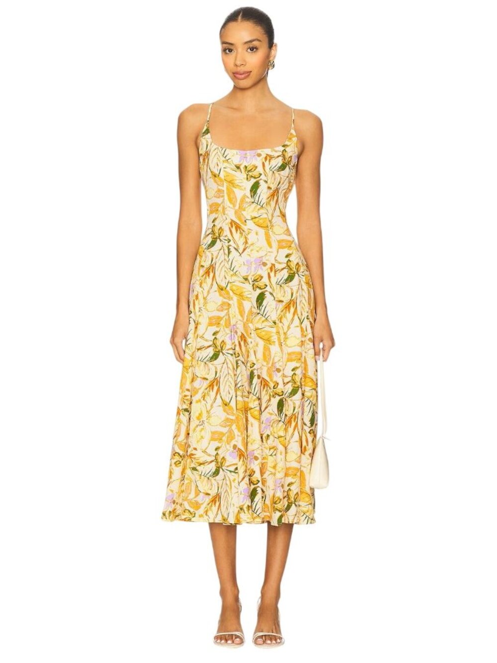 ASTR the Label Jaleyah Dress in Mustard Green Tropic Small New Womens Midi